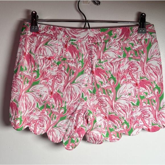 Lilly Pulitzer Shorts Womens Size 00 The Buttercup Scallop Hem‎ Flamingo Print - Picture 2 of 8